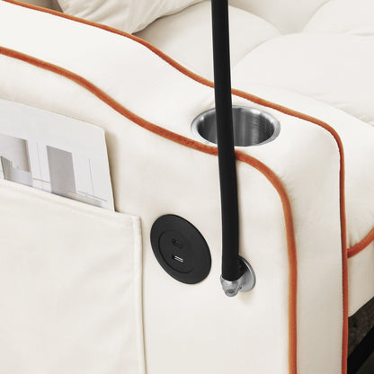 Divano letto singolo in velluto con porta di ricarica USB