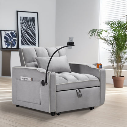 Divano letto singolo in velluto con porta di ricarica USB