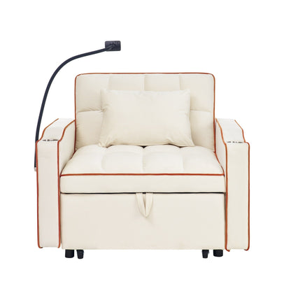 Divano letto singolo in velluto con porta di ricarica USB