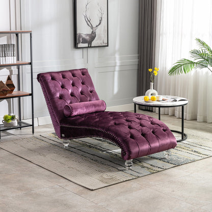 Poltrona reclinabile ergonomica a forma di S con cuscino, finiture con borchie e gambe in acrilico per uso interno.