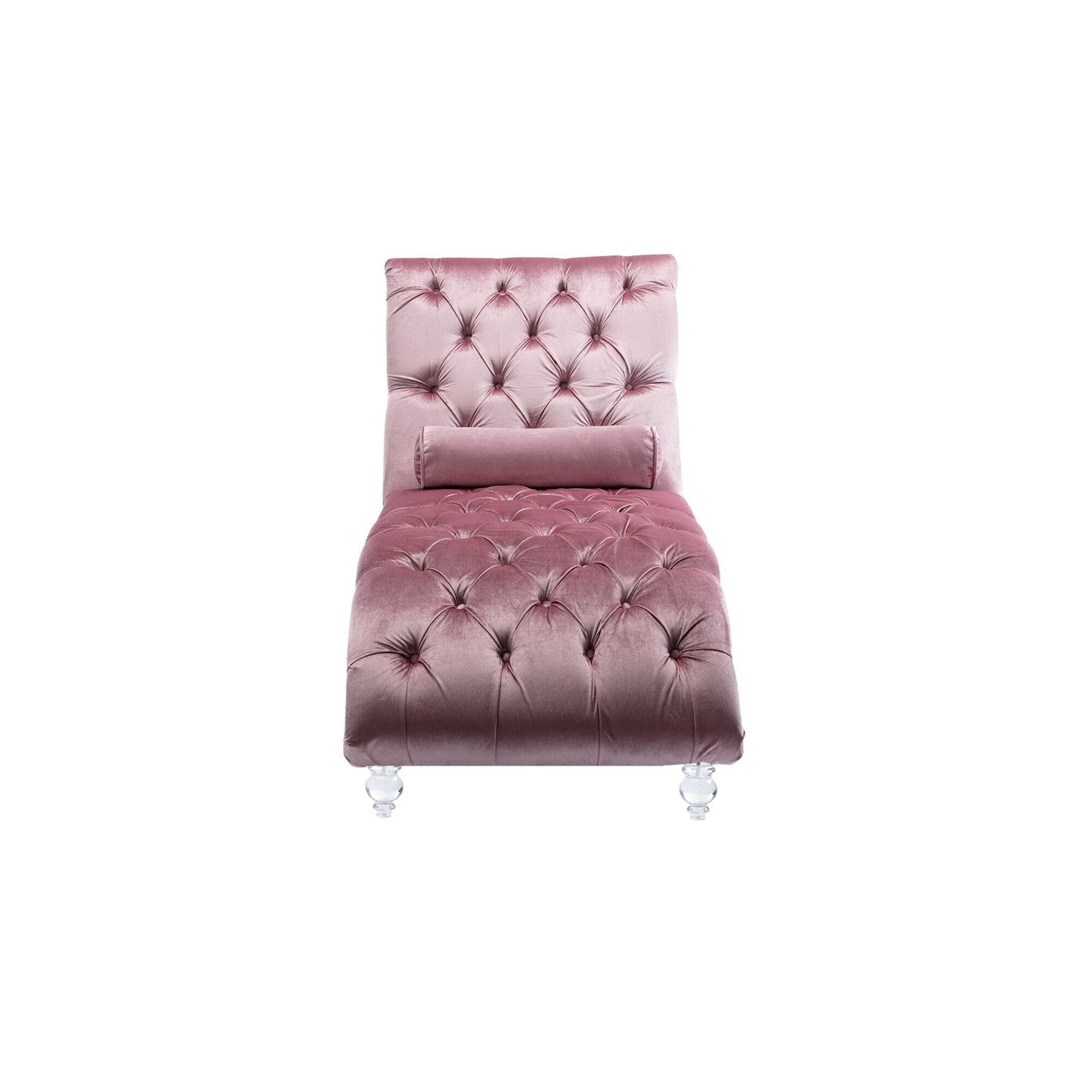 Poltrona reclinabile ergonomica a forma di S con cuscino, finiture con borchie e gambe in acrilico per uso interno.