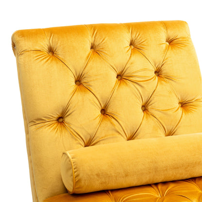 Poltrona reclinabile ergonomica a forma di S con cuscino, finiture con borchie e gambe in acrilico per uso interno.