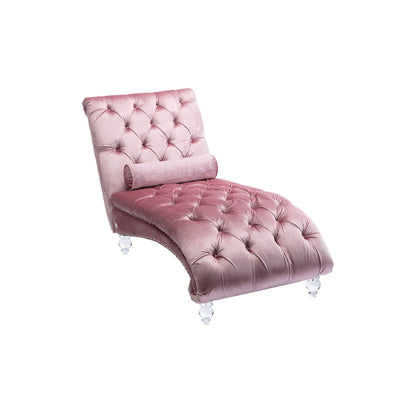Poltrona reclinabile ergonomica a forma di S con cuscino, finiture con borchie e gambe in acrilico per uso interno.