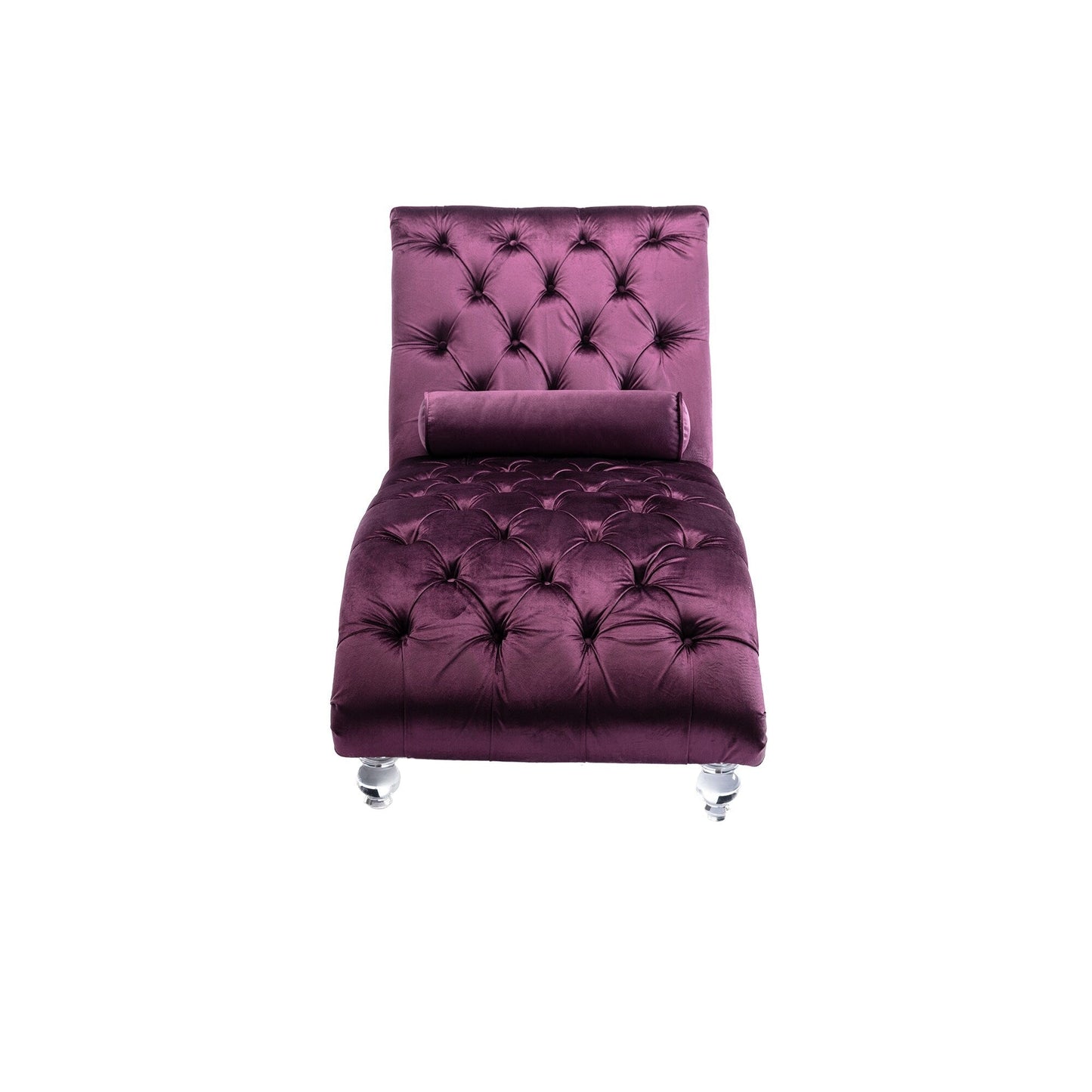 Poltrona reclinabile ergonomica a forma di S con cuscino, finiture con borchie e gambe in acrilico per uso interno.