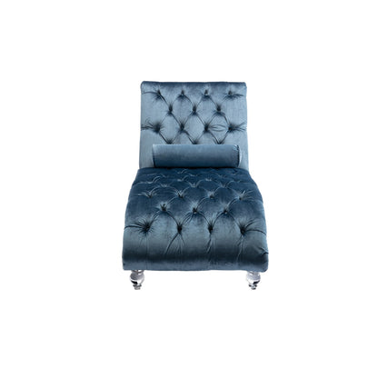 Poltrona reclinabile ergonomica a forma di S con cuscino, finiture con borchie e gambe in acrilico per uso interno.