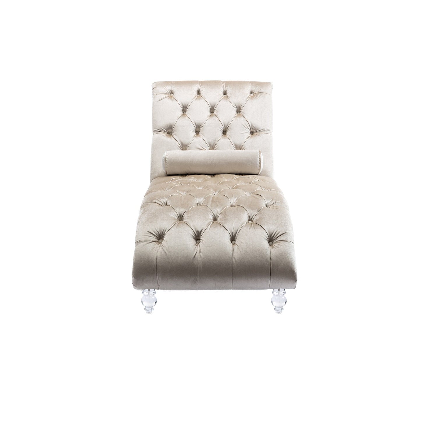 Poltrona reclinabile ergonomica a forma di S con cuscino, finiture con borchie e gambe in acrilico per uso interno.