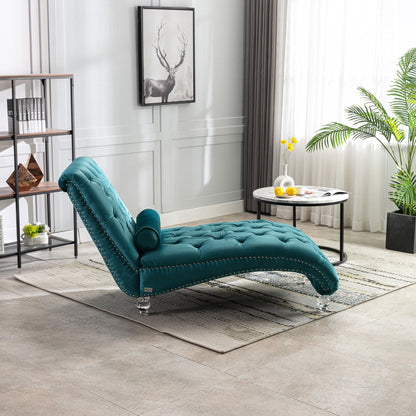 Poltrona reclinabile ergonomica a forma di S con cuscino, finiture con borchie e gambe in acrilico per uso interno.