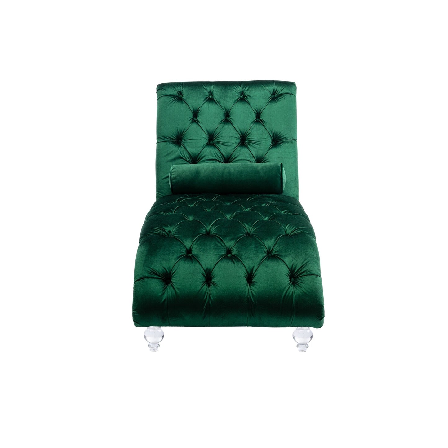 Poltrona reclinabile ergonomica a forma di S con cuscino, finiture con borchie e gambe in acrilico per uso interno.