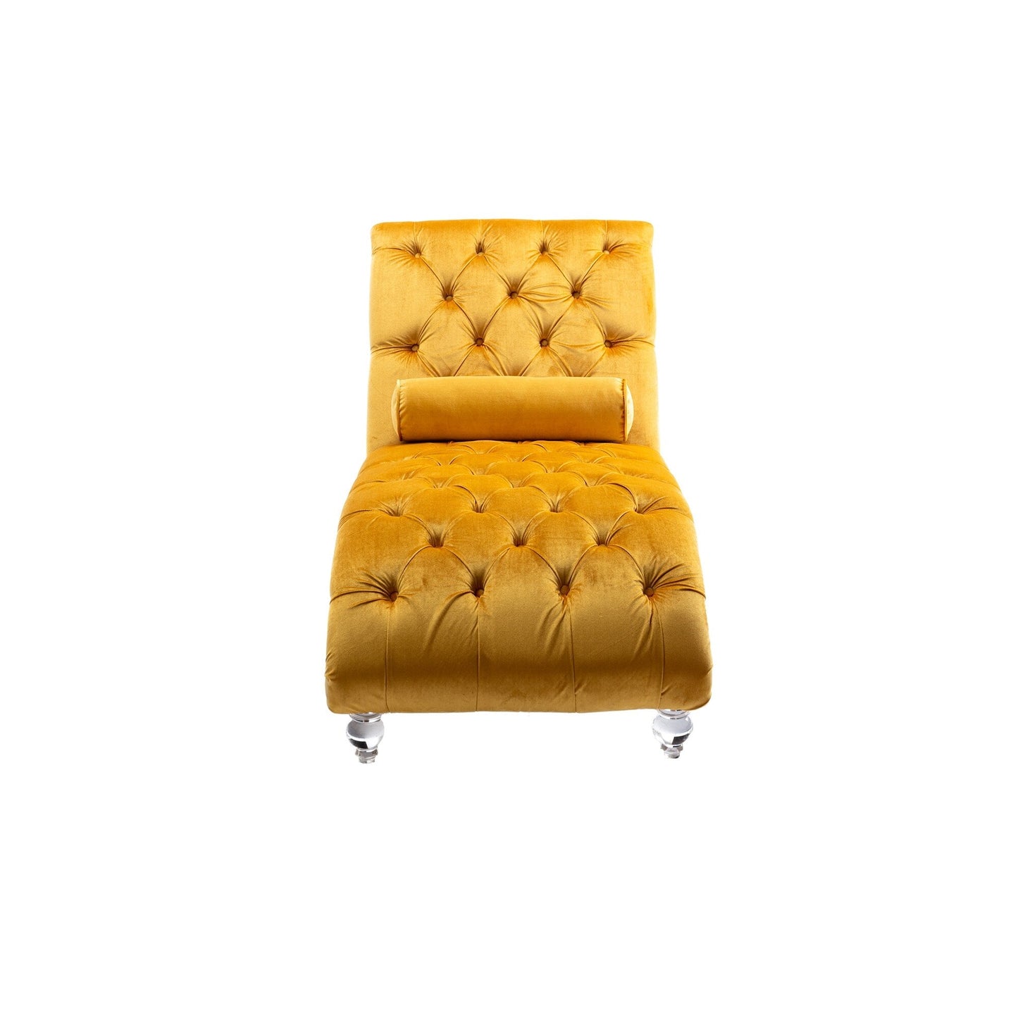 Poltrona reclinabile ergonomica a forma di S con cuscino, finiture con borchie e gambe in acrilico per uso interno.