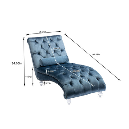 Poltrona reclinabile ergonomica a forma di S con cuscino, finiture con borchie e gambe in acrilico per uso interno.