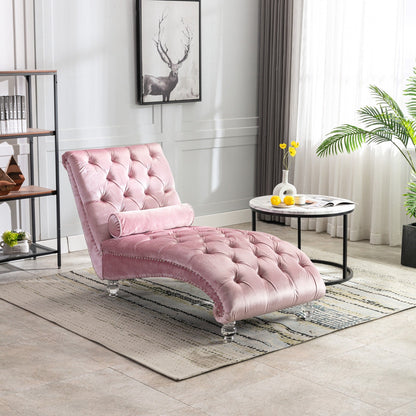 Poltrona reclinabile ergonomica a forma di S con cuscino, finiture con borchie e gambe in acrilico per uso interno.
