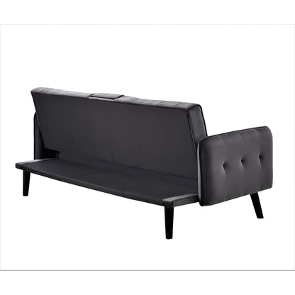Divano letto futon pieghevole convertibile rivestito in velluto con 2 portabicchieri per soggiorno compatto