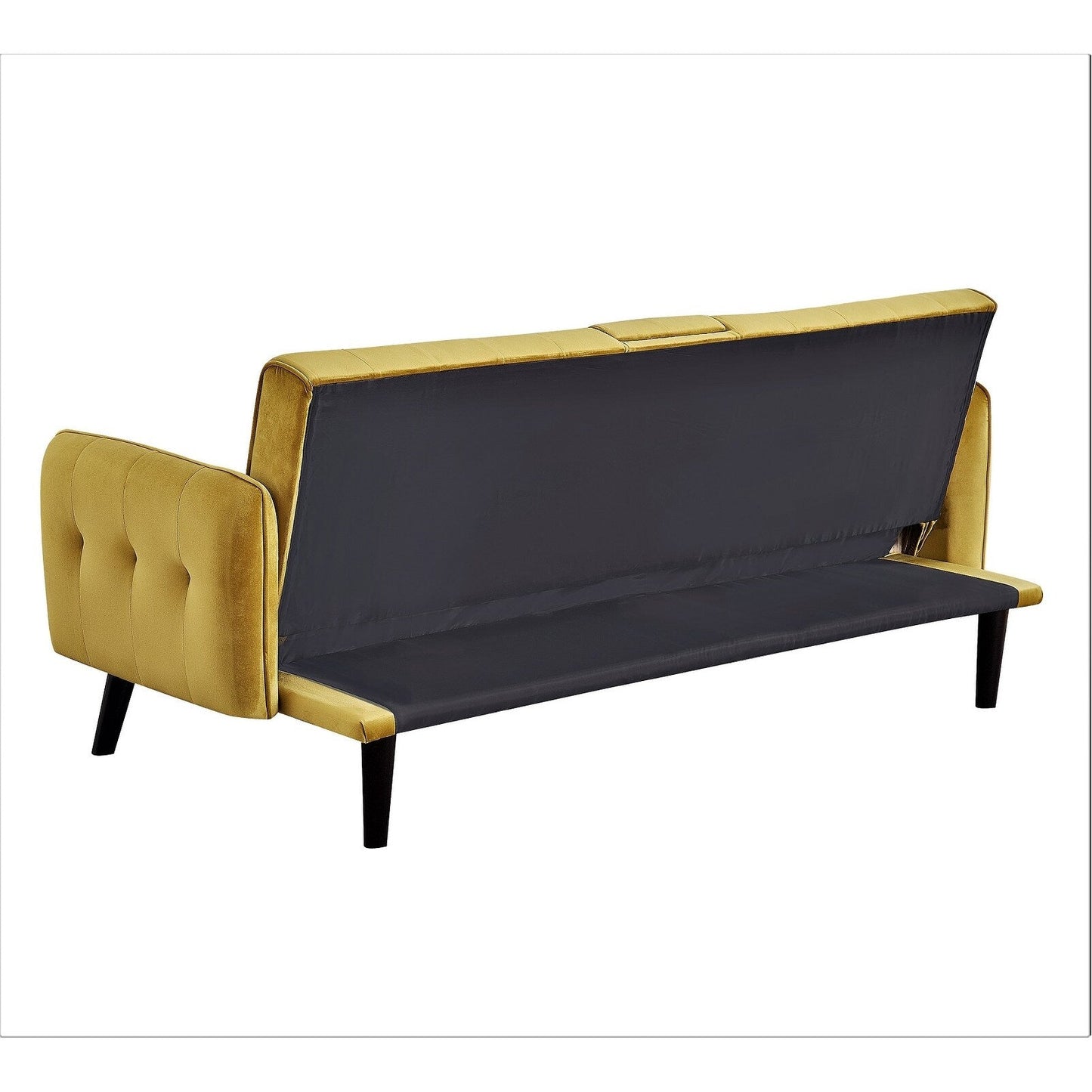 Divano letto futon pieghevole convertibile rivestito in velluto con 2 portabicchieri per soggiorno compatto