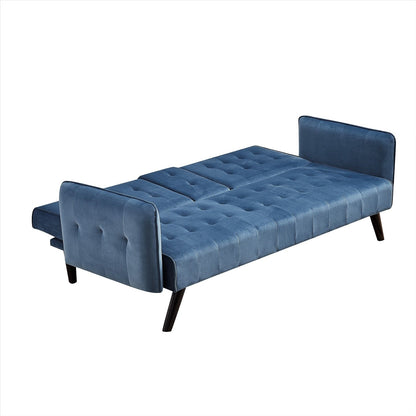 Divano letto futon pieghevole convertibile rivestito in velluto con 2 portabicchieri per soggiorno compatto