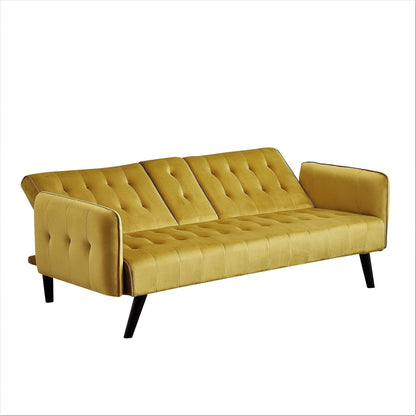 Divano letto futon pieghevole convertibile rivestito in velluto con 2 portabicchieri per soggiorno compatto
