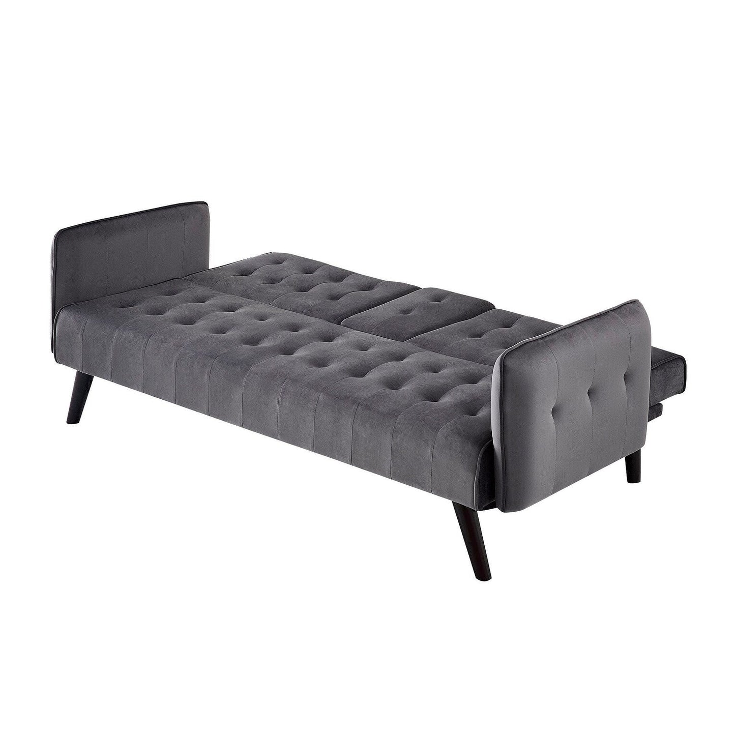 Divano letto futon pieghevole convertibile rivestito in velluto con 2 portabicchieri per soggiorno compatto