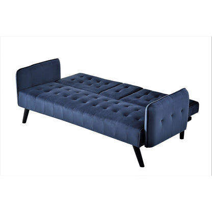 Divano letto futon pieghevole convertibile rivestito in velluto con 2 portabicchieri per soggiorno compatto