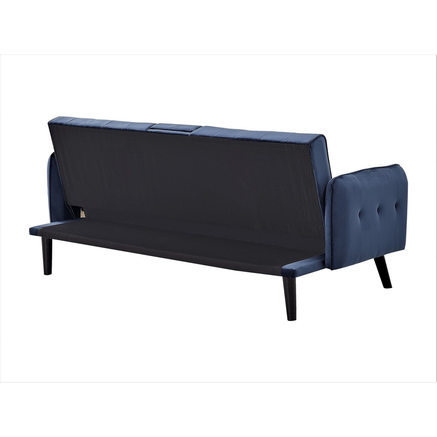 Divano letto futon pieghevole convertibile rivestito in velluto con 2 portabicchieri per soggiorno compatto