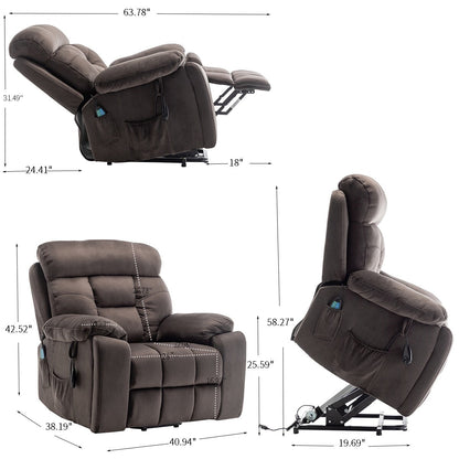 Poltrona reclinabile elettrica Velvet Wide con riscaldamento, massaggio e motore OKIN silenzioso