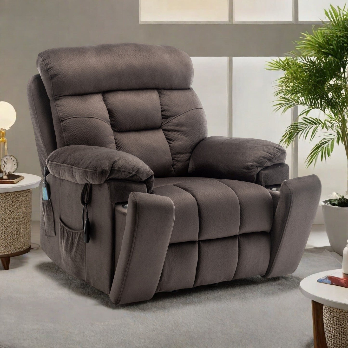 Poltrona reclinabile elettrica Velvet Wide con riscaldamento, massaggio e motore OKIN silenzioso