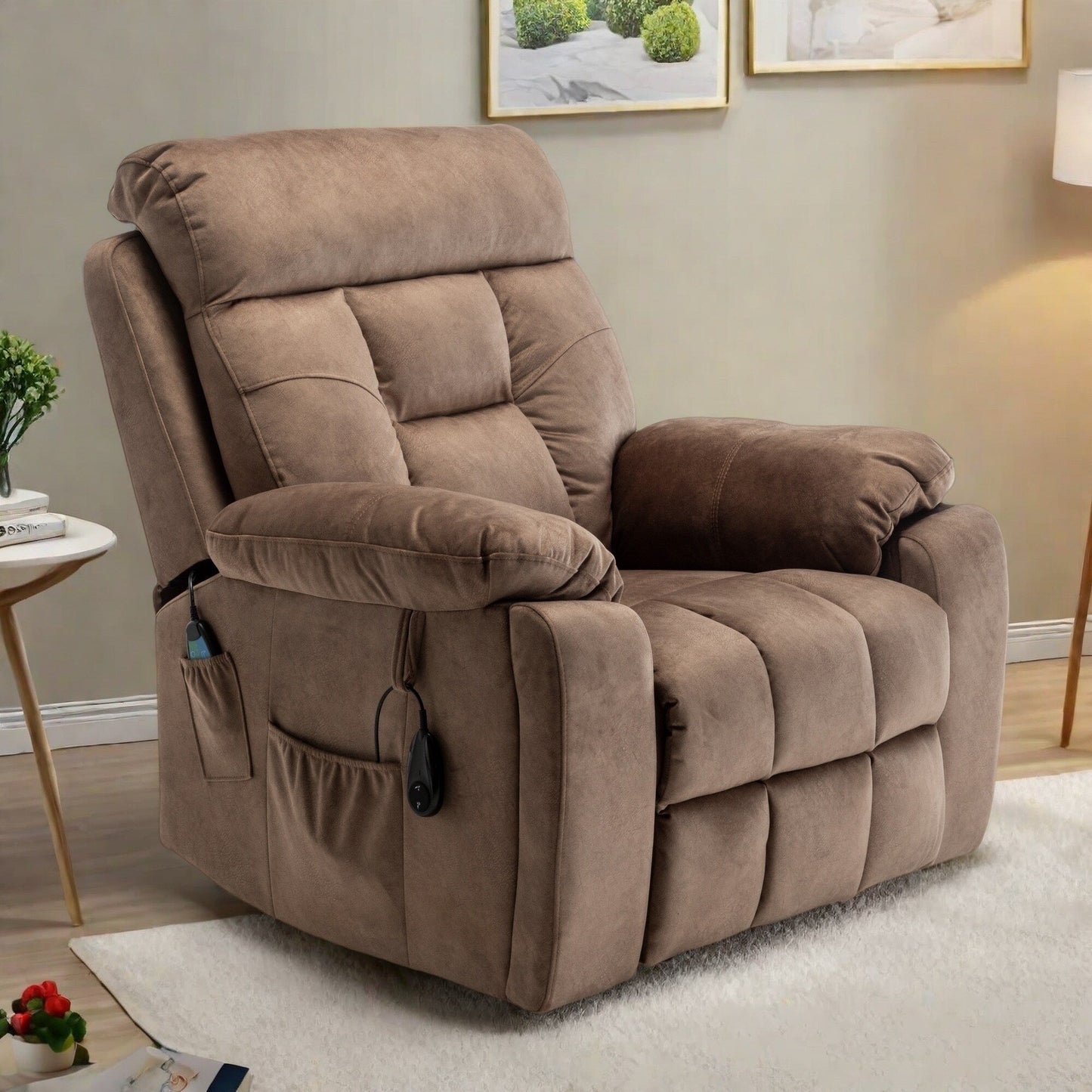 Poltrona reclinabile elettrica Velvet Wide con riscaldamento, massaggio e motore OKIN silenzioso