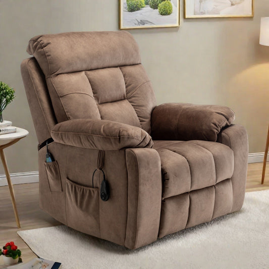 Poltrona reclinabile elettrica Velvet Wide con riscaldamento, massaggio e motore OKIN silenzioso