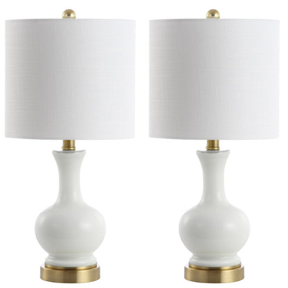 Lampada da tavolo a LED in vetro/metallo Vermont 22, bianca (set da 2) di JONATHAN Y