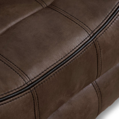Divano reclinabile manuale Verne Brown in microsuede con portabicchieri ribaltabili