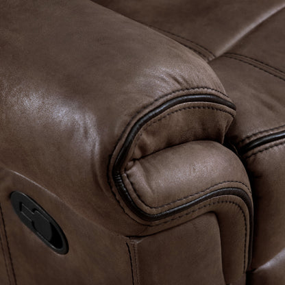Divano reclinabile manuale Verne Brown in microsuede con portabicchieri ribaltabili