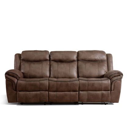 Divano reclinabile manuale Verne Brown in microsuede con portabicchieri ribaltabili