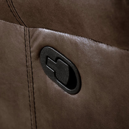 Divano reclinabile manuale Verne Brown in microsuede con portabicchieri ribaltabili