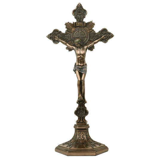 Veronese Design 9.6 H Supporto per crocifisso di San Benedetto (supporto rimovibile) Bronzo fuso a freddo
