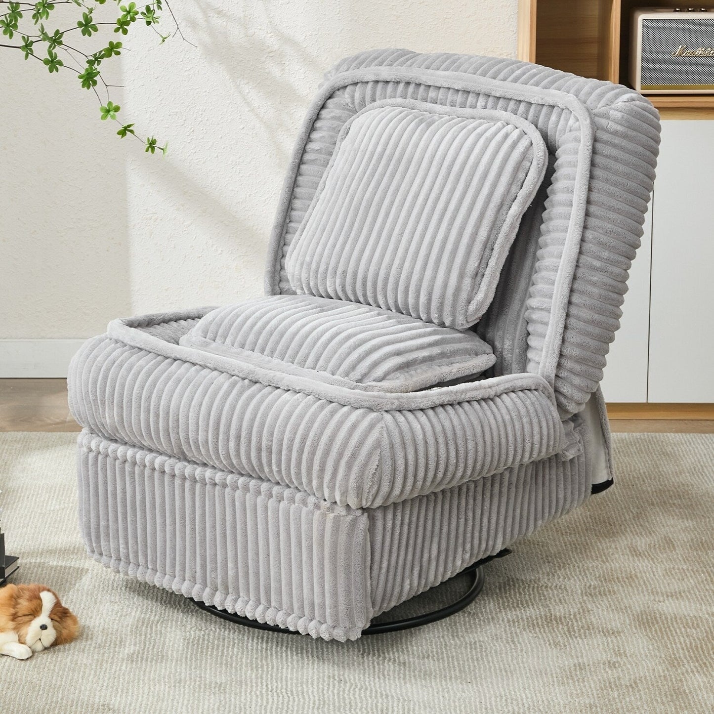 Divano reclinabile versatile in velluto a coste per relax e comfort