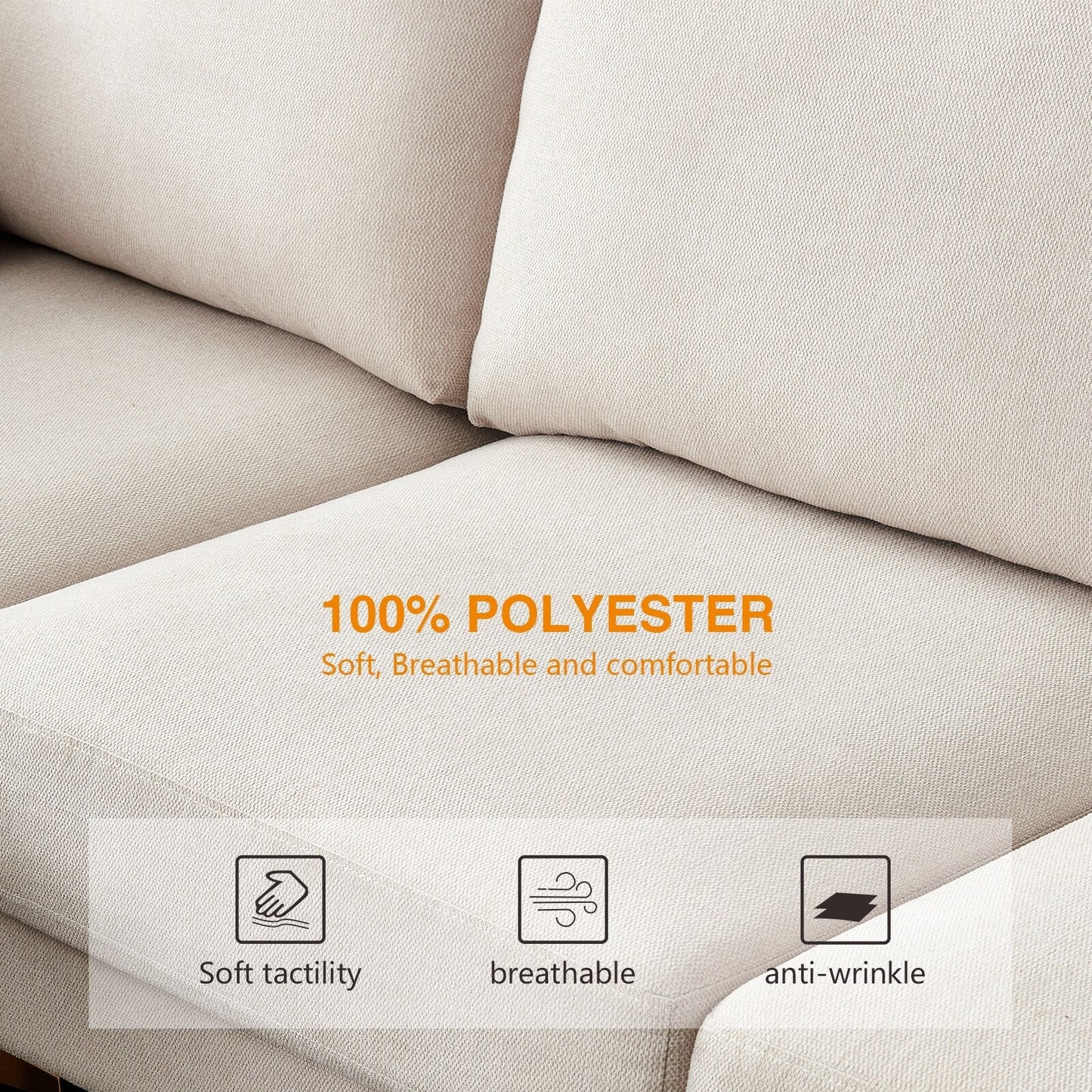 Divano versatile a L con pouf - Tessuto in poliestere morbido per il massimo comfort
