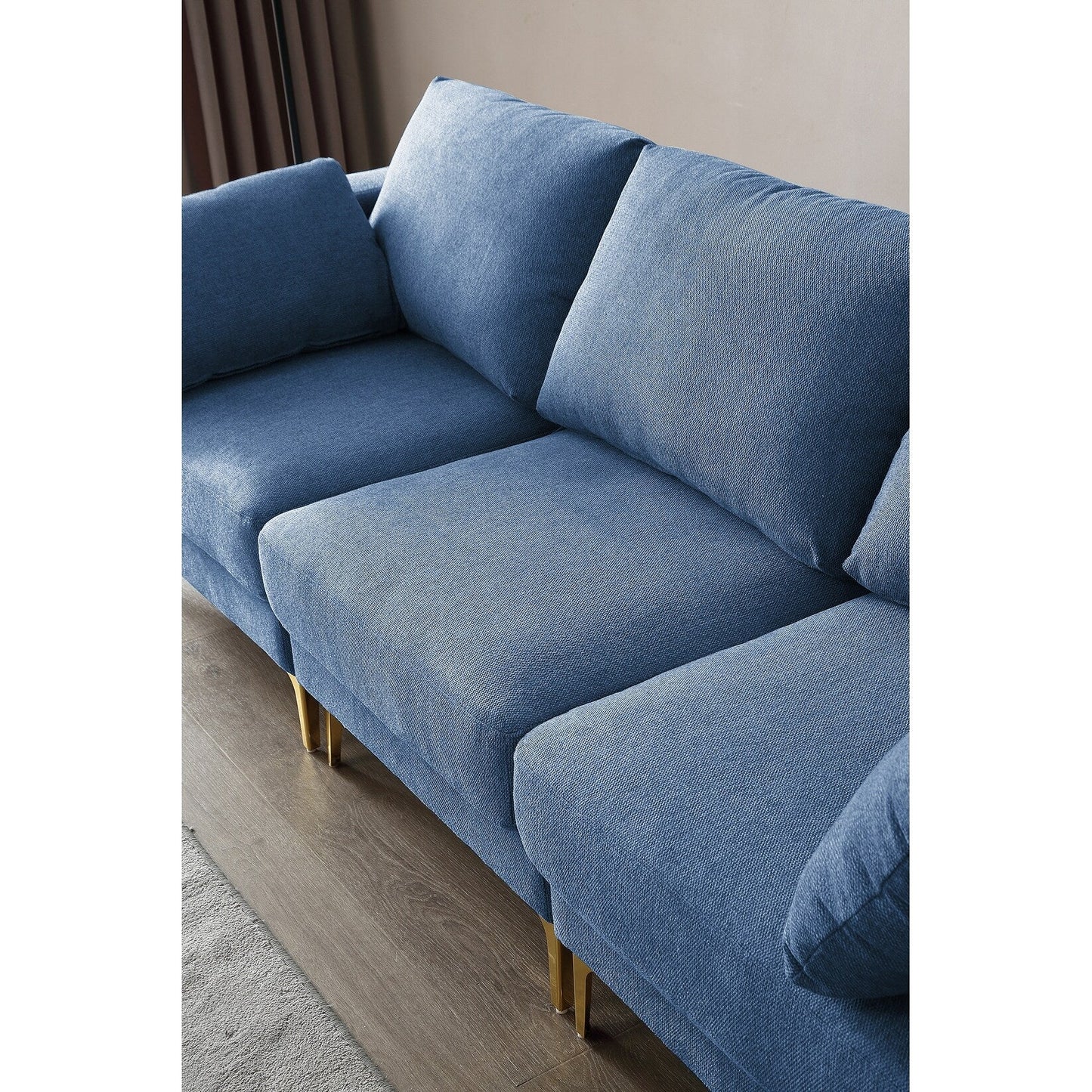 Divano versatile a L con pouf - Tessuto in poliestere morbido per il massimo comfort