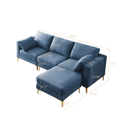 Divano versatile a L con pouf - Tessuto in poliestere morbido per il massimo comfort