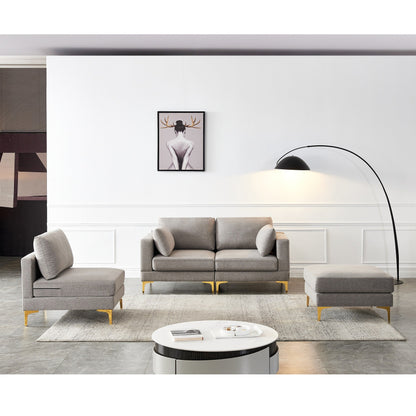 Divano versatile a L con pouf - Tessuto in poliestere morbido per il massimo comfort