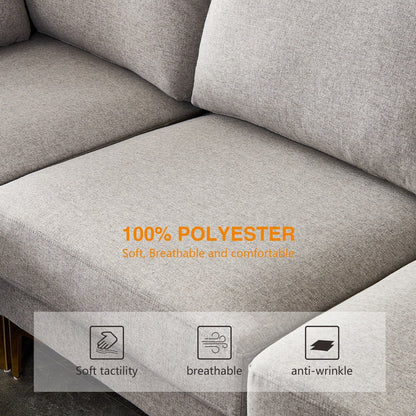 Divano versatile a L con pouf - Tessuto in poliestere morbido per il massimo comfort