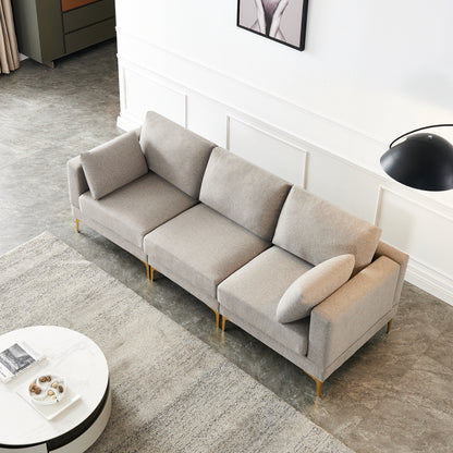 Divano versatile a L con pouf - Tessuto in poliestere morbido per il massimo comfort