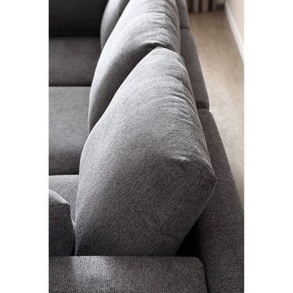 Divano versatile a L con pouf - Tessuto in poliestere morbido per il massimo comfort