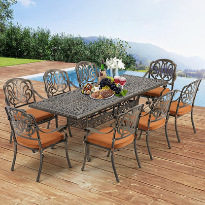 Set da pranzo versatili per esterni con sedie girevoli/pieghevoli e tavolo con doghe in acciaio e set da pranzo in HDPE per giardini e patii