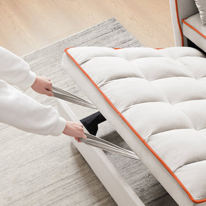 Divano letto pieghevole versatile in velluto con schienale regolabile, porta USB e supporto per telefono