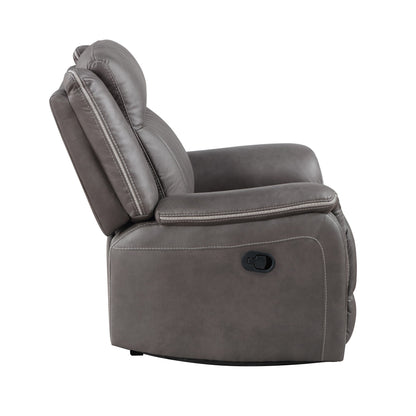 Poltrona reclinabile manuale Viann, in poliestere grigio trapuntato, con cuscino superiore