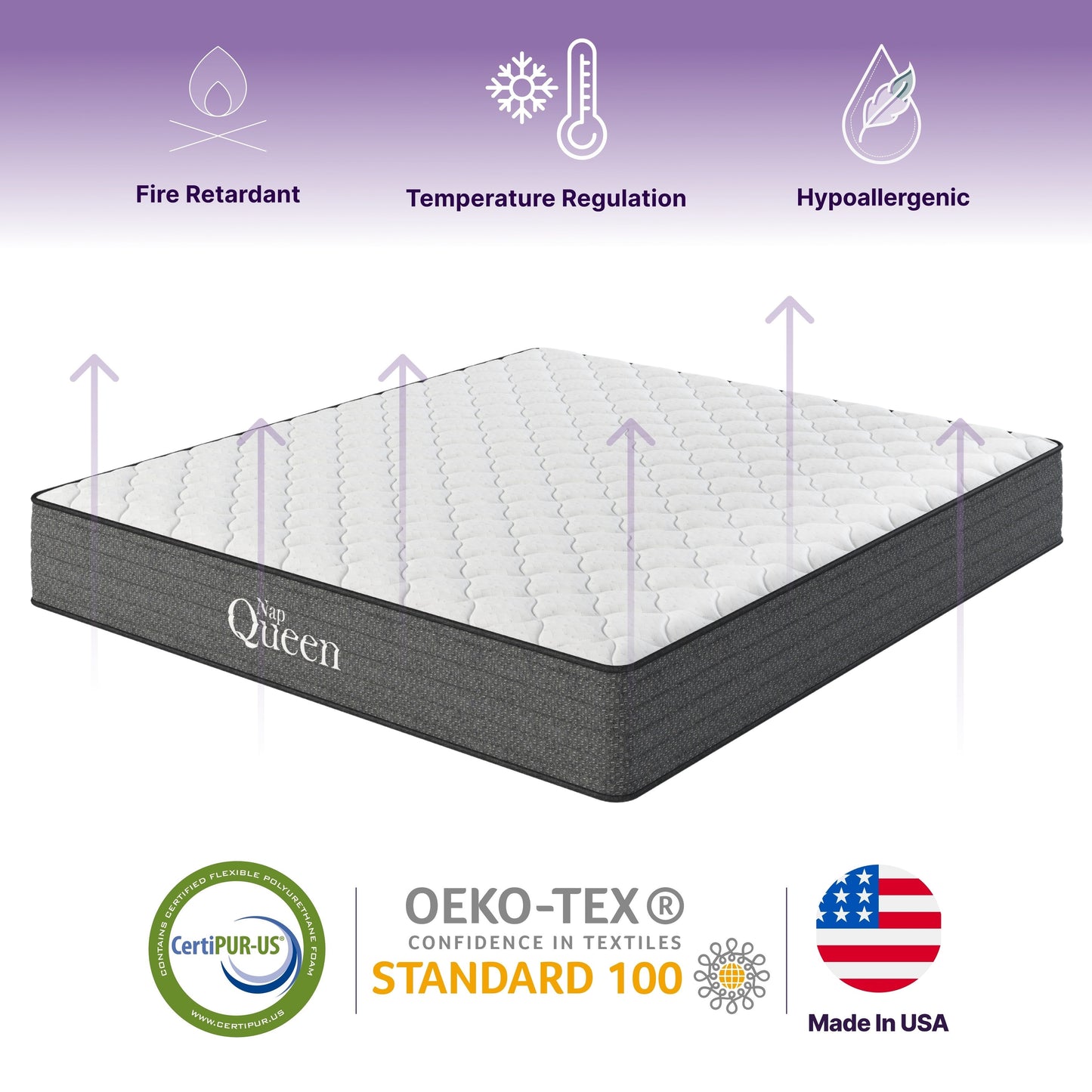 Materasso ibrido Victoria Twin-XL da 12 pollici con gel rinfrescante, certificato CertiPUR-US