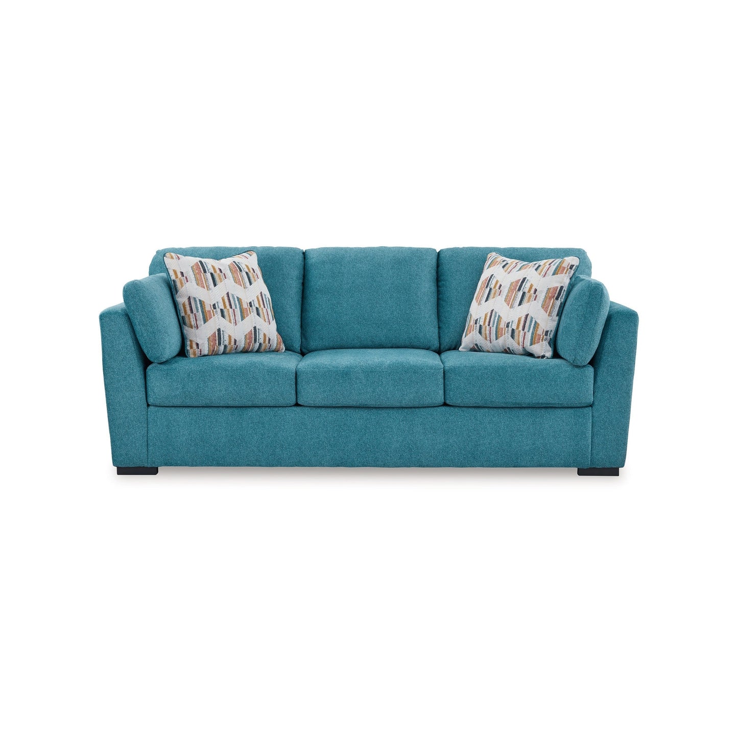 Divano Viena con 2 cuscini decorativi, velluto sintetico blu acqua, 94 pollici