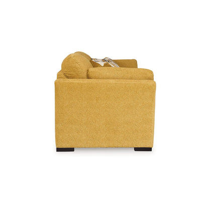 Divano Viena, 2 cuscini decorativi, morbido velluto giallo sintetico, 92 pollici