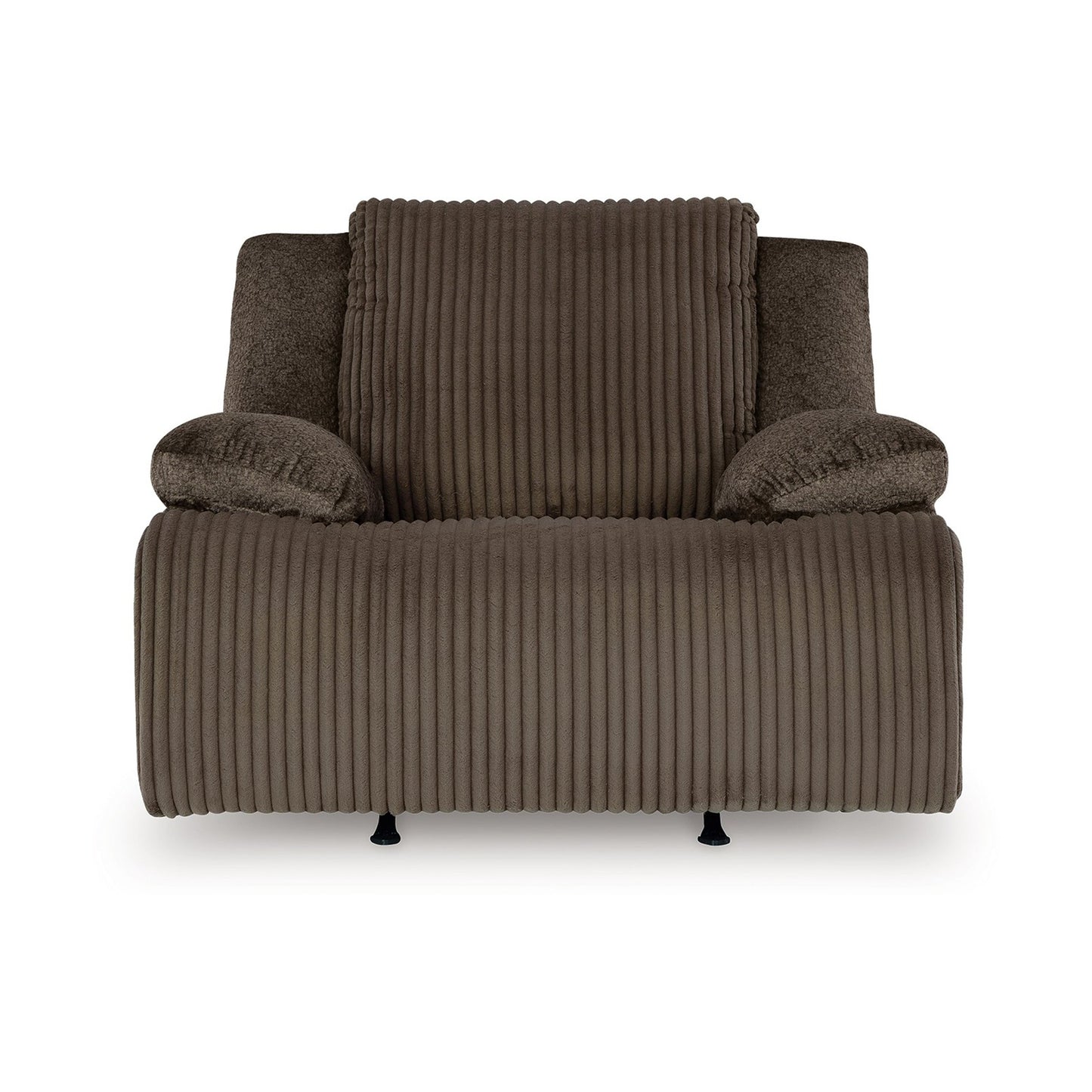 Poltrona reclinabile Vincent Manual Rocker, tessuto in velluto a coste color cioccolato