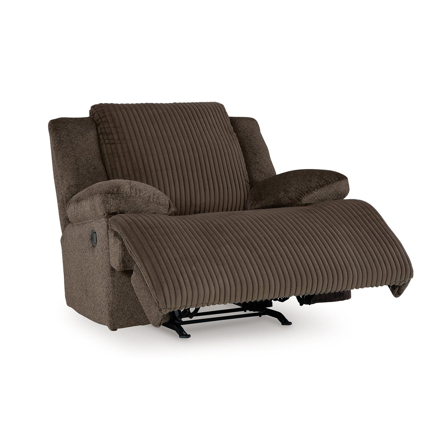 Poltrona reclinabile Vincent Manual Rocker, tessuto in velluto a coste color cioccolato