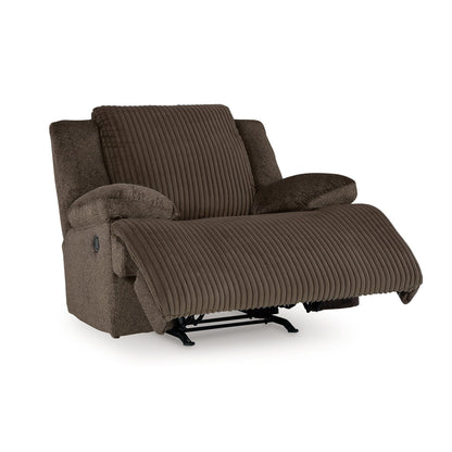 Poltrona reclinabile Vincent Manual Rocker, tessuto in velluto a coste color cioccolato