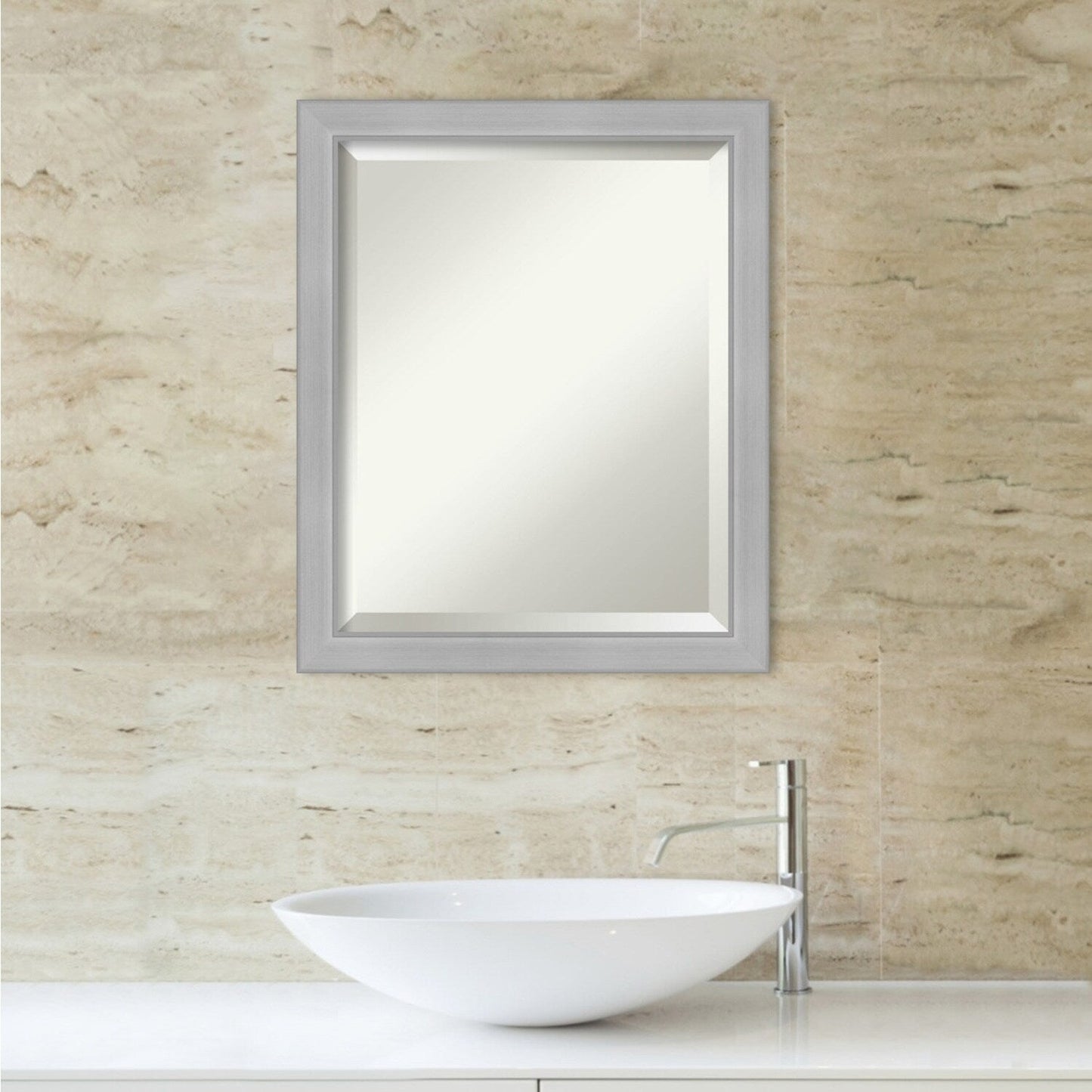 Specchio da parete per bagno bisellato - Cornice in nichel spazzolato Vista